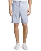 Micro Horizontal Cotton-blend Shorts, Crystal Blue