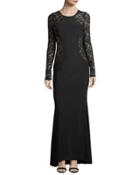 Illusion-lace Jersey Trumpet Gown