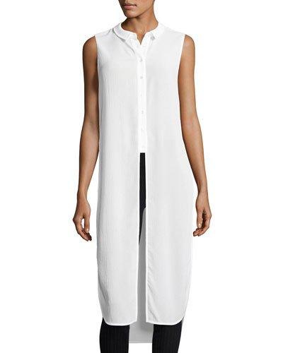 Side-slit Semisheer Sleeveless Tunic