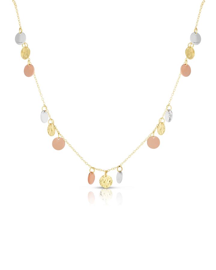Tricolor 14k Italian Disk Shaker Necklace