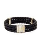 Men's Classic Chain Leather Triple Row Bracelet,
