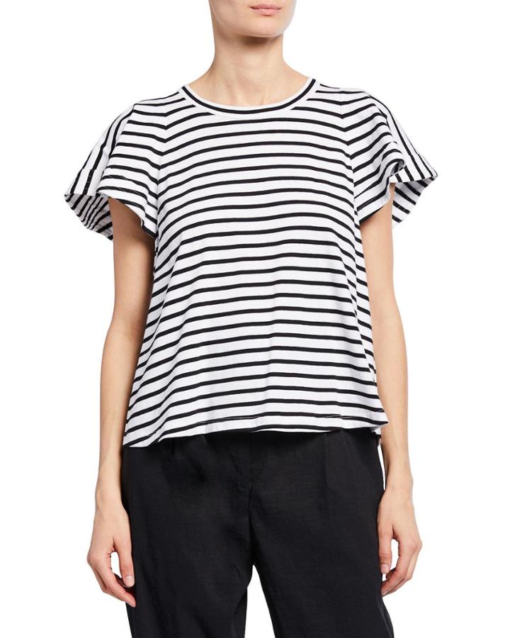 Carrie Striped Crewneck Short-sleeve Top