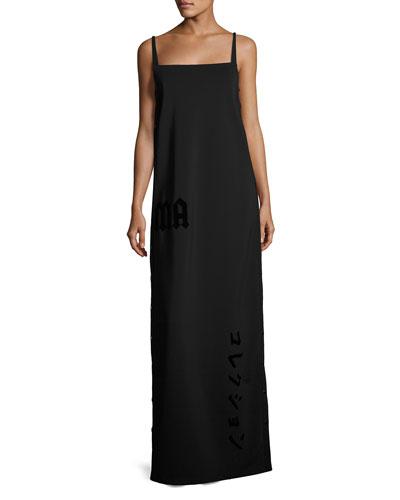 Tearaway Sleeveless Maxi Dress, Black