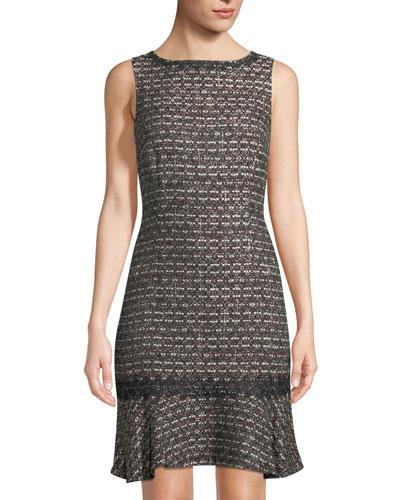 Tweed Flounce-hem Dress
