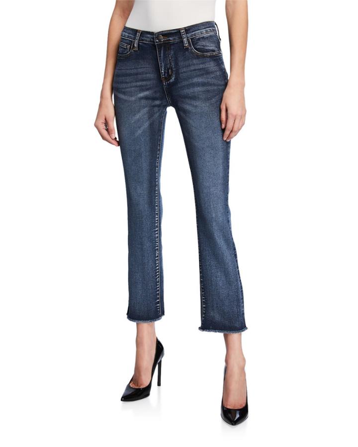 Denim Mid-rise Frayed Pants