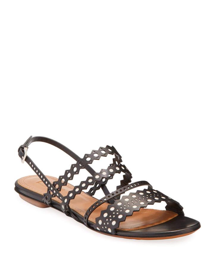 Flat Laser-cut Chamois Slingback