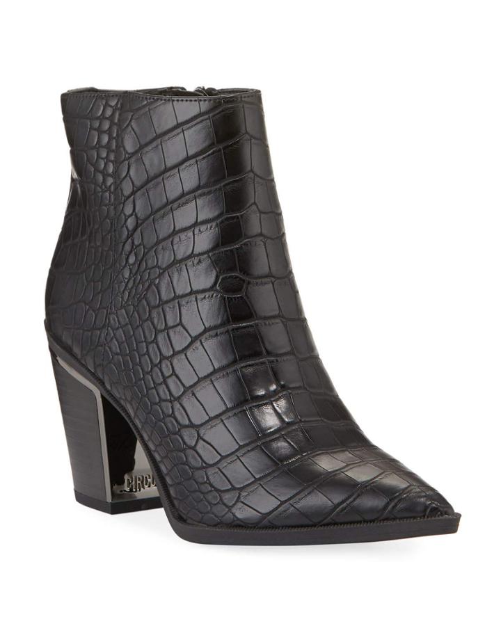 Cal Mock-croc Leather Booties
