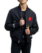 Men's Mason Water-resistant Bomber Jacket, Black Patched