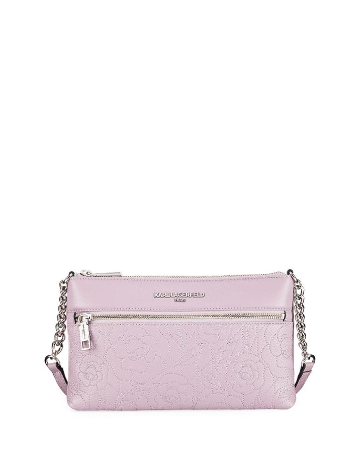 Bouquet Rose-embroidered Leather Crossbody Bag