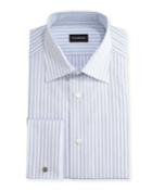 Dotted-stripe Dress Shirt, White/blue