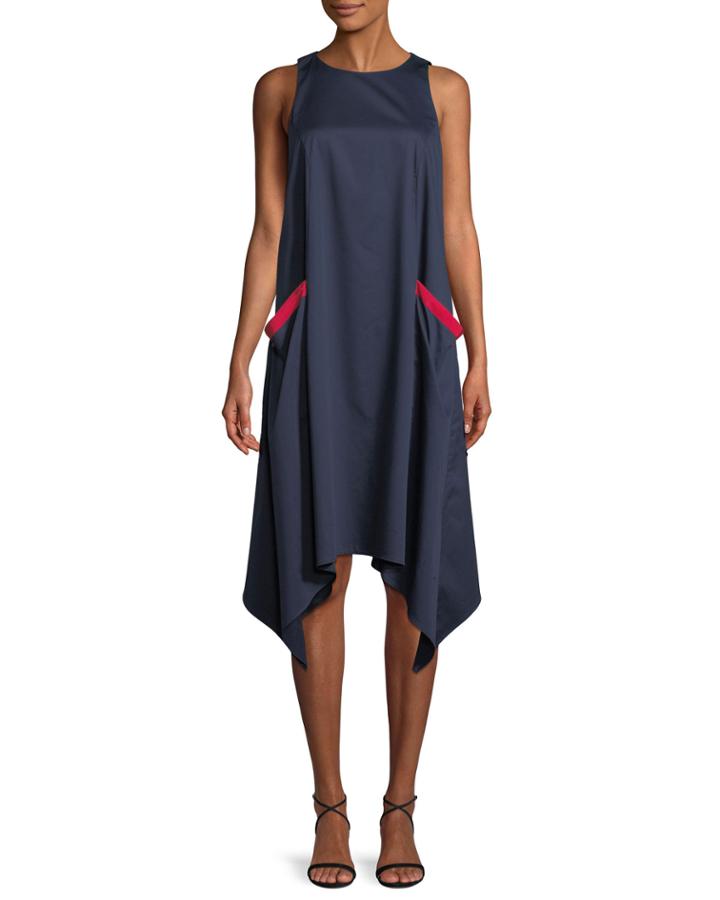 Chemise Sleeveless Dress W/ Handkerchief Hem