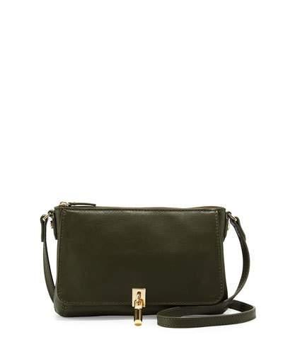 Cynnie Leather Micro Crossbody Bag, Olive