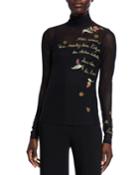 Paisley Love Story Embroidered Turtleneck Top