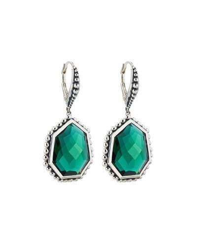 Freeform Faceted Green Quartz Drop Earrings