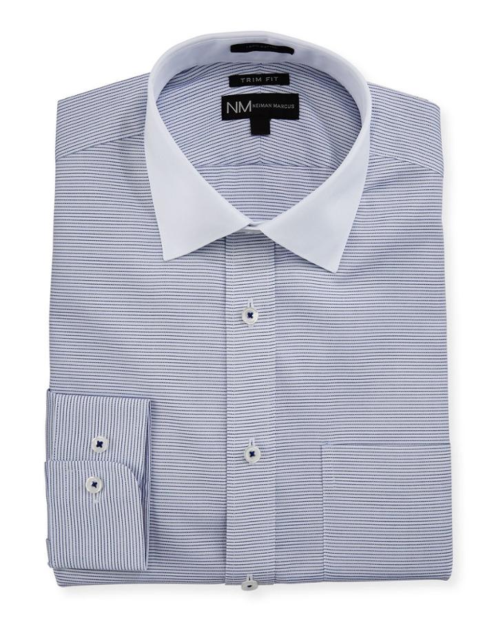 Trim-fit Regular-finish Horizontal-striped Dress