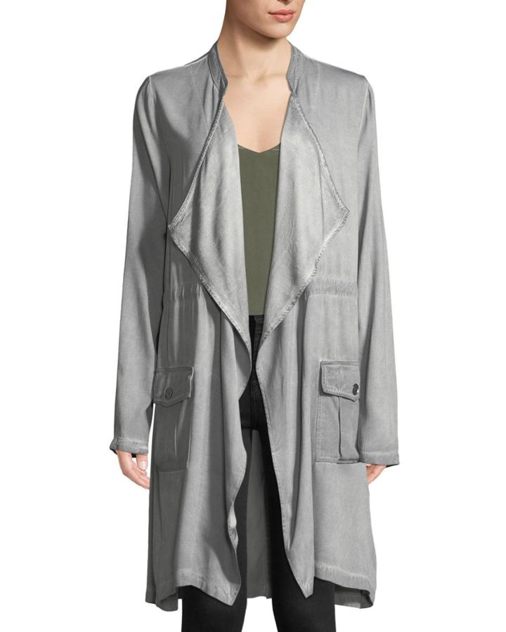 Chandler Drape-front Stretch-twill Jacket W/ Patch Pockets