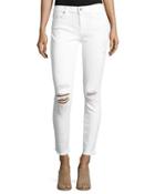 Gwenevere Skinny Ankle Jeans W/ Destroy, White