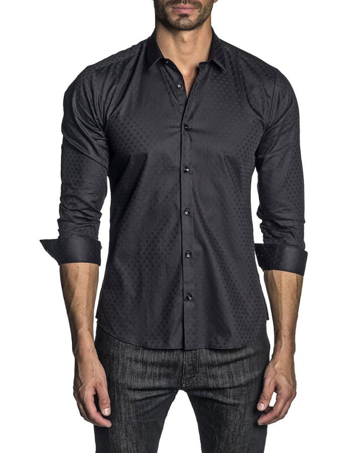 Men's Long-sleeve Tonal Diamond Jacquard