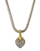 Signature Caviar Diamond Heart Necklace