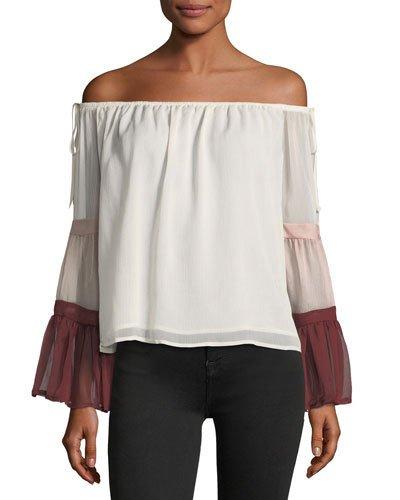 Colorblock Off-the-shoulder Top