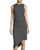 Nothing To Chance Striped Asymmetric Sleeveless Dress