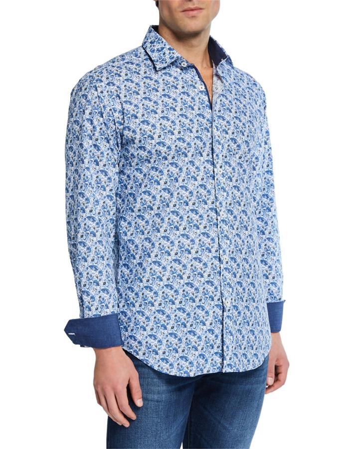 Men's Floral-print Woven Shaped-fit