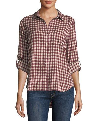 Elisa Check-print Button-front