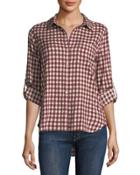 Elisa Check-print Button-front