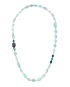Long Aquamarine & Sapphire Bead Necklace