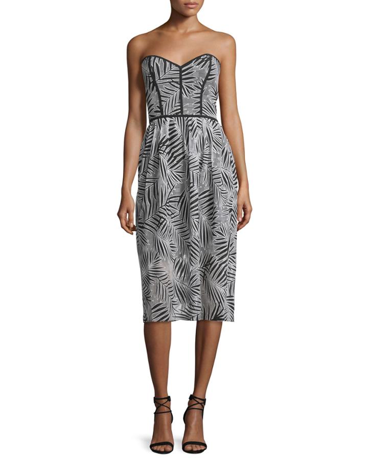 Azalea Sweetheart-neck Strapless Dress, Black/white