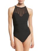 Anastasia High-neck One-piece Swimsuit, Black,