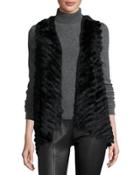 Chevron Fur Sweater Vest, Black