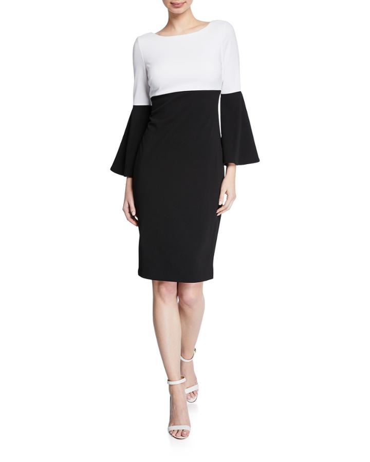 Colorblock Bell-sleeve Dress