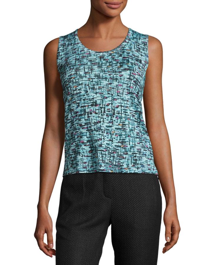 Tweed Jacquard Scoop-neck Tank, Bay
