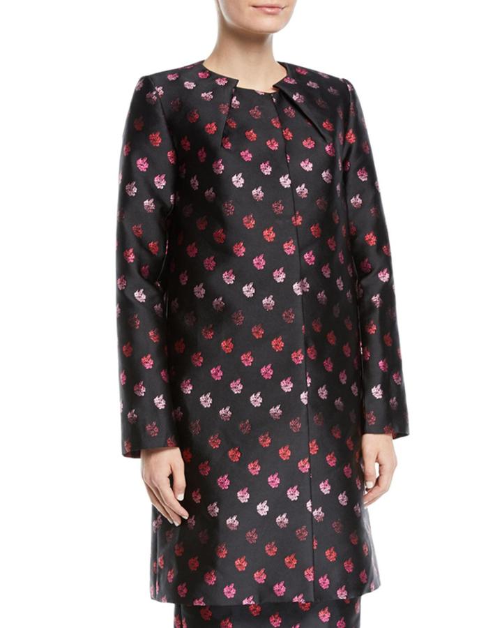 Rose-foiled Collar-less Coat
