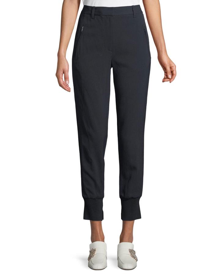 Pinstripe Cotton Jogger Pants