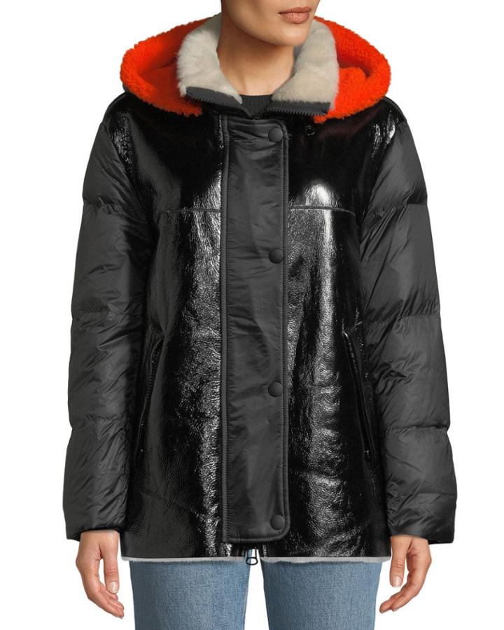 Lamb Shearling & Leather Down Jacket
