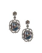 Pave Diamond & Multicolored Sapphire Statement Drop Earrings
