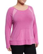 Kangaroo-pocket Tunic Top, Pink,
