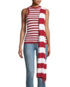 Striped Tank Top W/ Asymmetrical