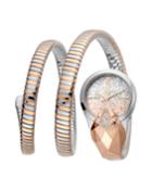 26mm Glam Time Glitter Snake Watch With Coil Bracelet, Two-tone