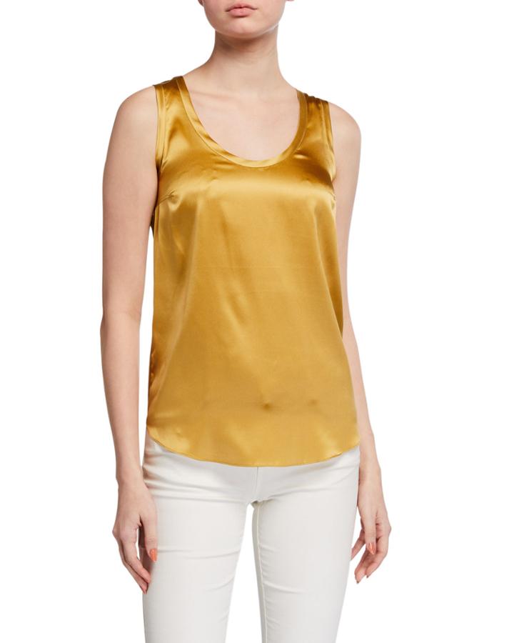 Reversible Silk-stretch Satin Scoop-neck Tank Top