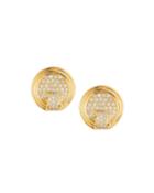 14k Gold Diamond Pave Disc Earrings
