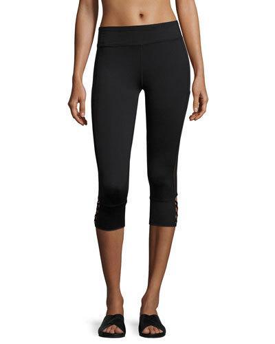 Crisscross Cage Cropped Leggings, Black