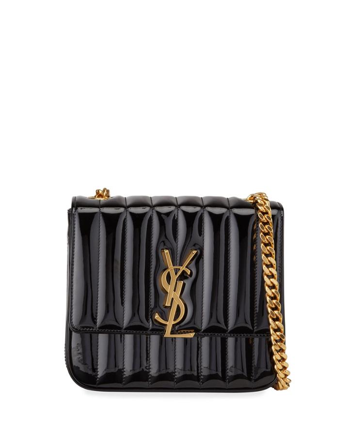 Vicky Medium Ysl Monogram Patent Chain Crossbody Bag