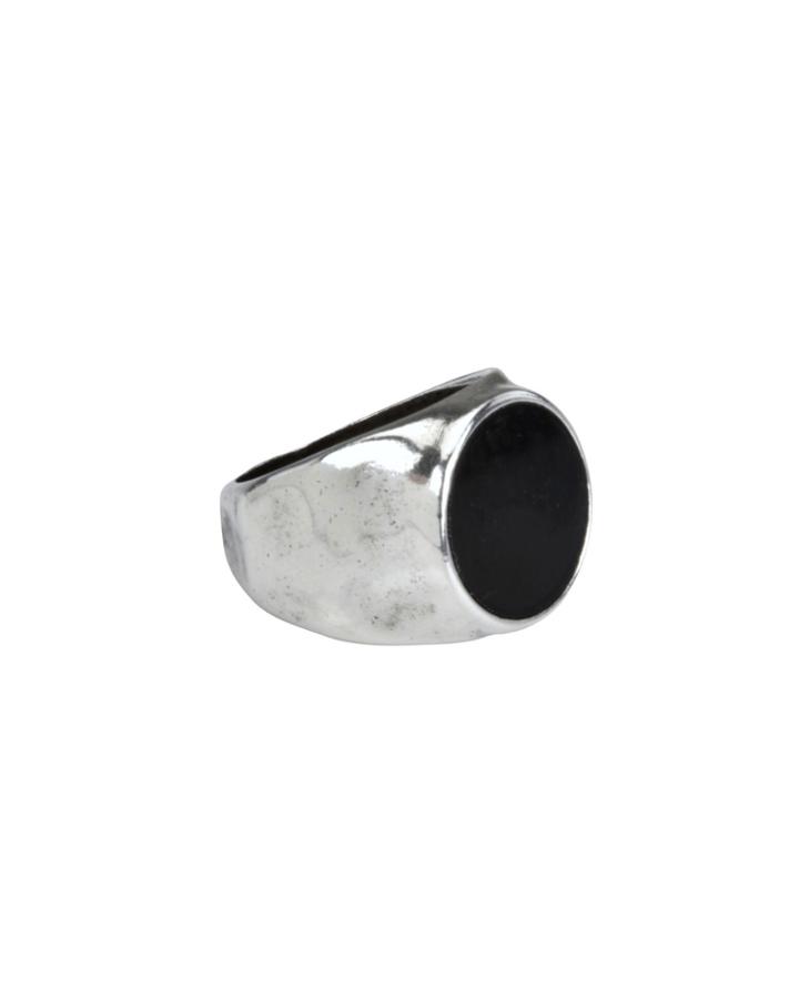Men's Black Onyx Textured Signet Ring,