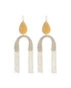 Upside Down Fringe Earrings, White