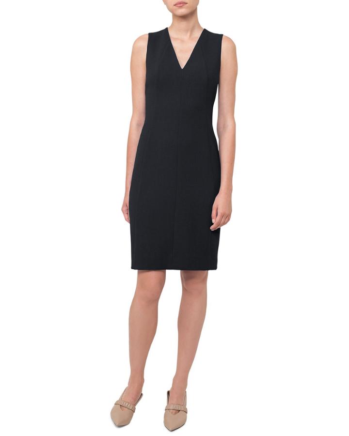V-neck Sleeveless Wool-crepe