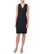 V-neck Sleeveless Wool-crepe