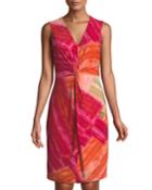 Smeared Paint Sunset Knotted Jersey Dress